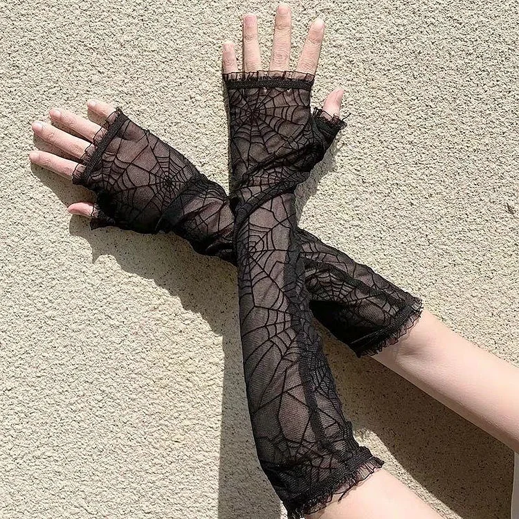 Punk Spider Web Lace Sleeve
