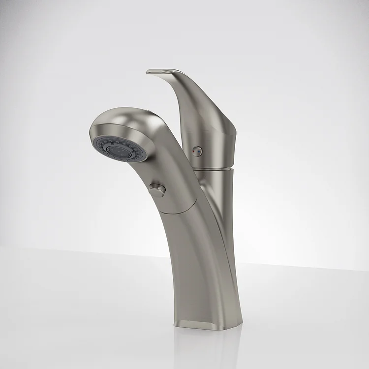 EVERSTEIN Sculpted-Line Pull-Out Bathroom Sink Faucet in Brushed Nickel SFS-1180-NK