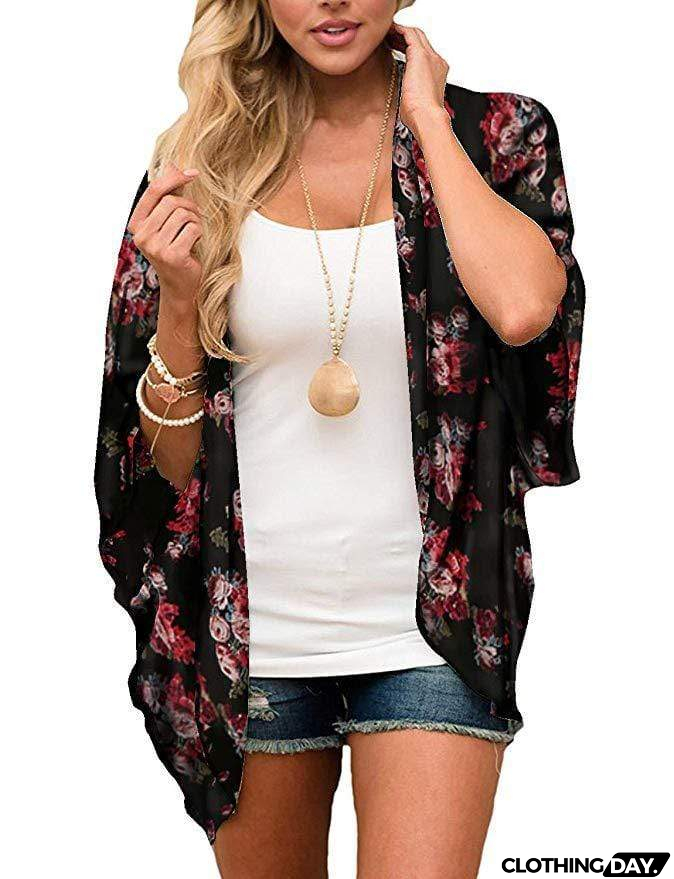 Bohemia Flower Print Summer Beach Women's Cardigan Loose Chiffon Coat
