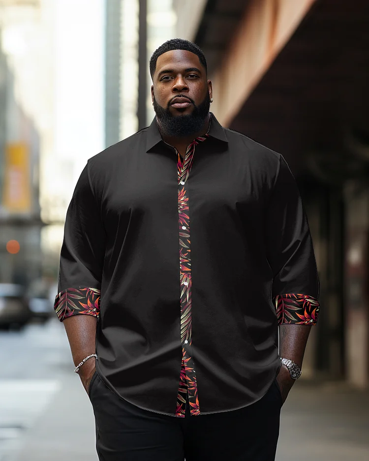Men's Large Size Casual Minimalist Patterns Lapel Long Sleeve Shirt