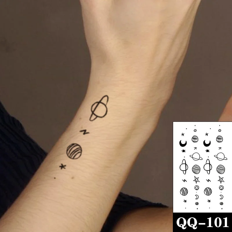 Tattoo Sticker Moon Sun Lunar Star Element Body Art Makeup Waterproof Temporary Women and Men Fake Tatoo