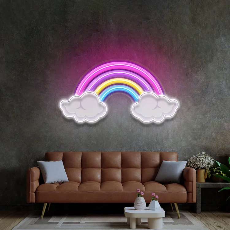 Rainbow Floating on Clouds LED Neon Sign Light  Bedroom Wall Decor