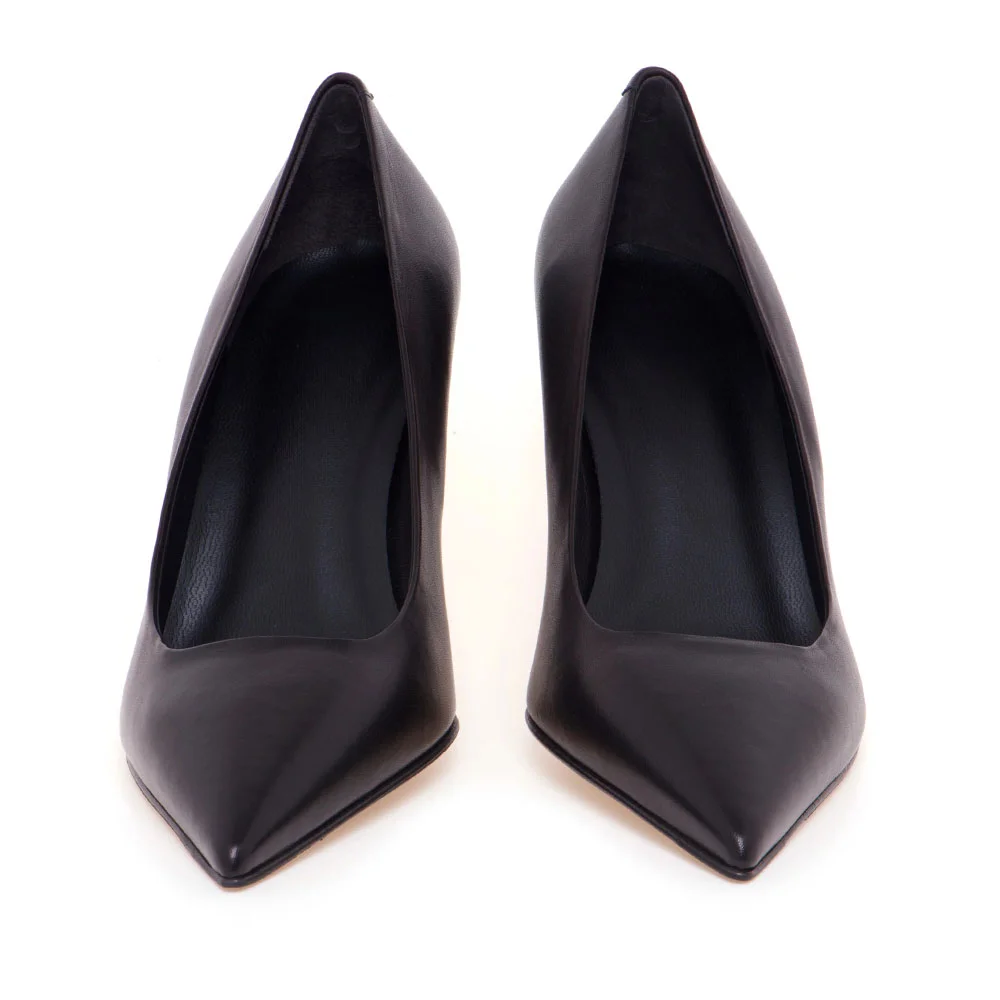 Chic Pointed Toe Stiletto Heel Slip On Black Pumps for Women