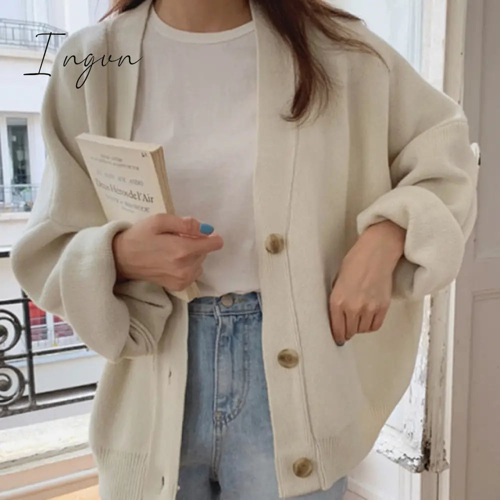 Ingvn - Colorfaith New Winter Spring Women’s Sweaters V - Neck Buttons Cardigans Oversized