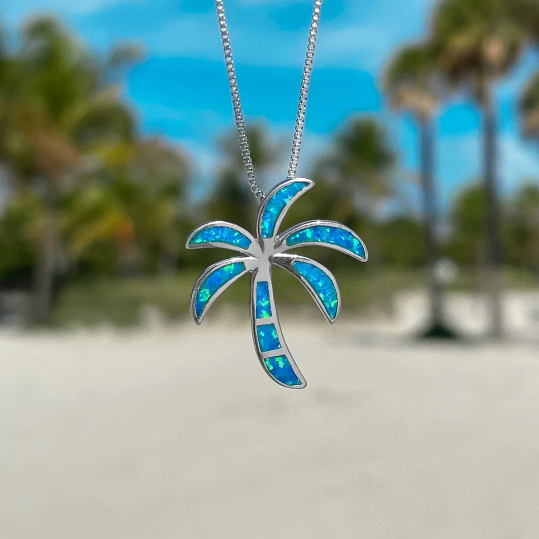 Opal Palm Tree Necklace