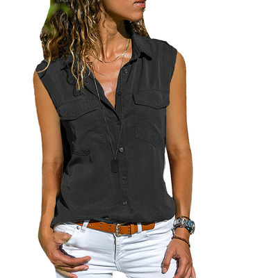 Mature Ladies Cotton Lapel Long Sleeve Shirts