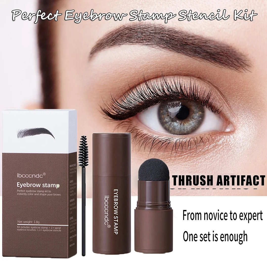 One Step Eyebrow Stamp Shaping Kit Professional Eyebrow Gel Stamp Makeup Kit with 10 Reusable Eyebrow Stencils Eyebrow