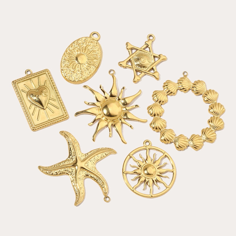 3 PCS/Package 31 * 34mm 35*37mm Titanium Steel Sun Heart Shape Pendant Jewelry Accessories