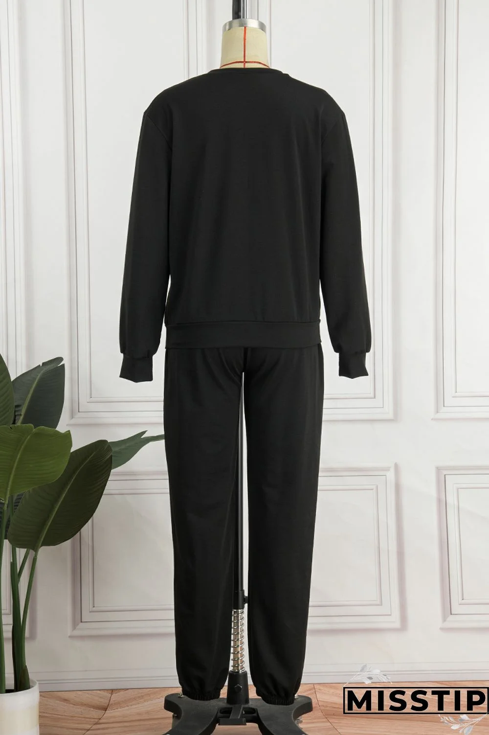 Blue Casual Letter Print Patchwork O Neck Long Sleeve Two Pieces