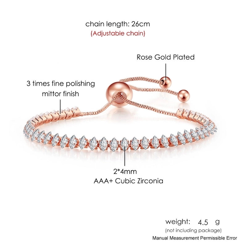 Copper Rose Gold Plated White Gold Plated Gold Plated Plating Inlay Geometric Zircon Drawstring Bracelets