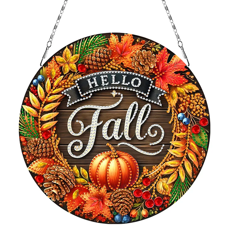 Fall Theme 2D Flat DIY Hanging Diamond Art Kits Wall Decor for Home Windows gbfke