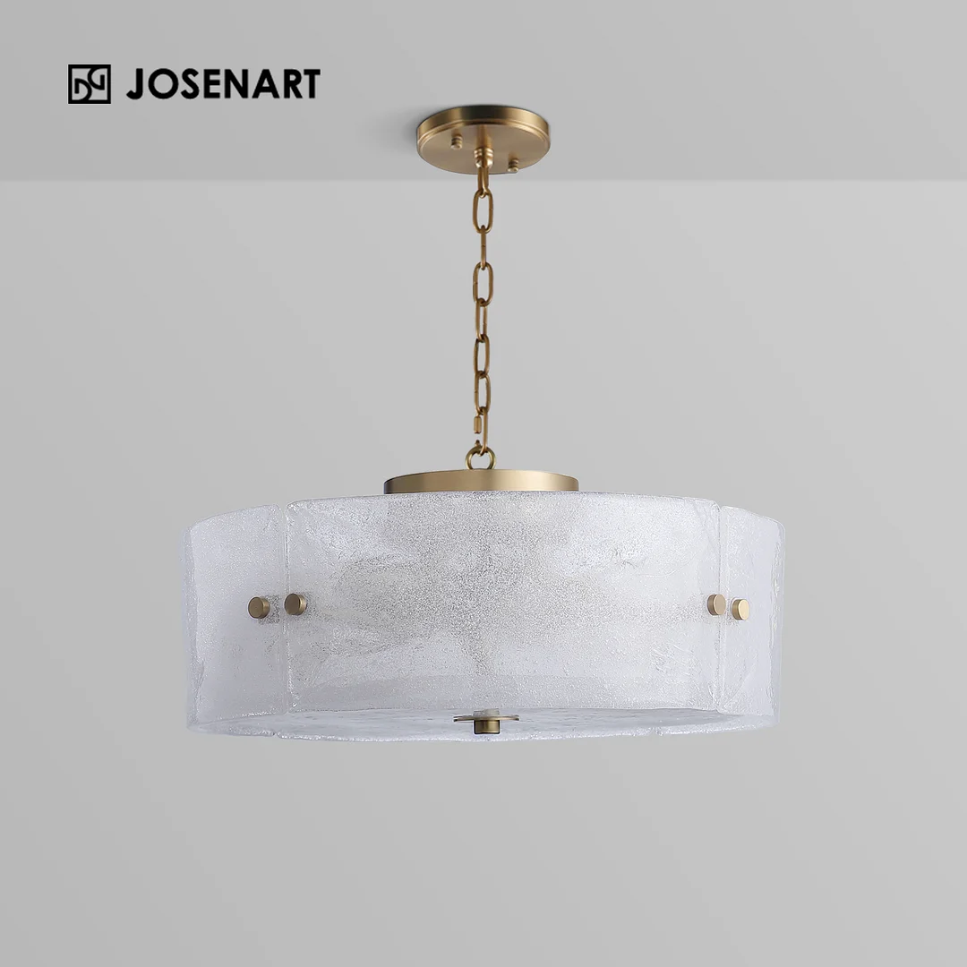 Modern  Glass Shade Round Chandelier 16" JOSENART Josenart