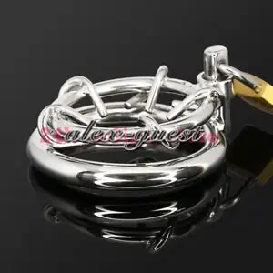 pornhint Pornhint Stainless Steel Chastity Device Cage Ring Spiked Lockable Ring Delay Male