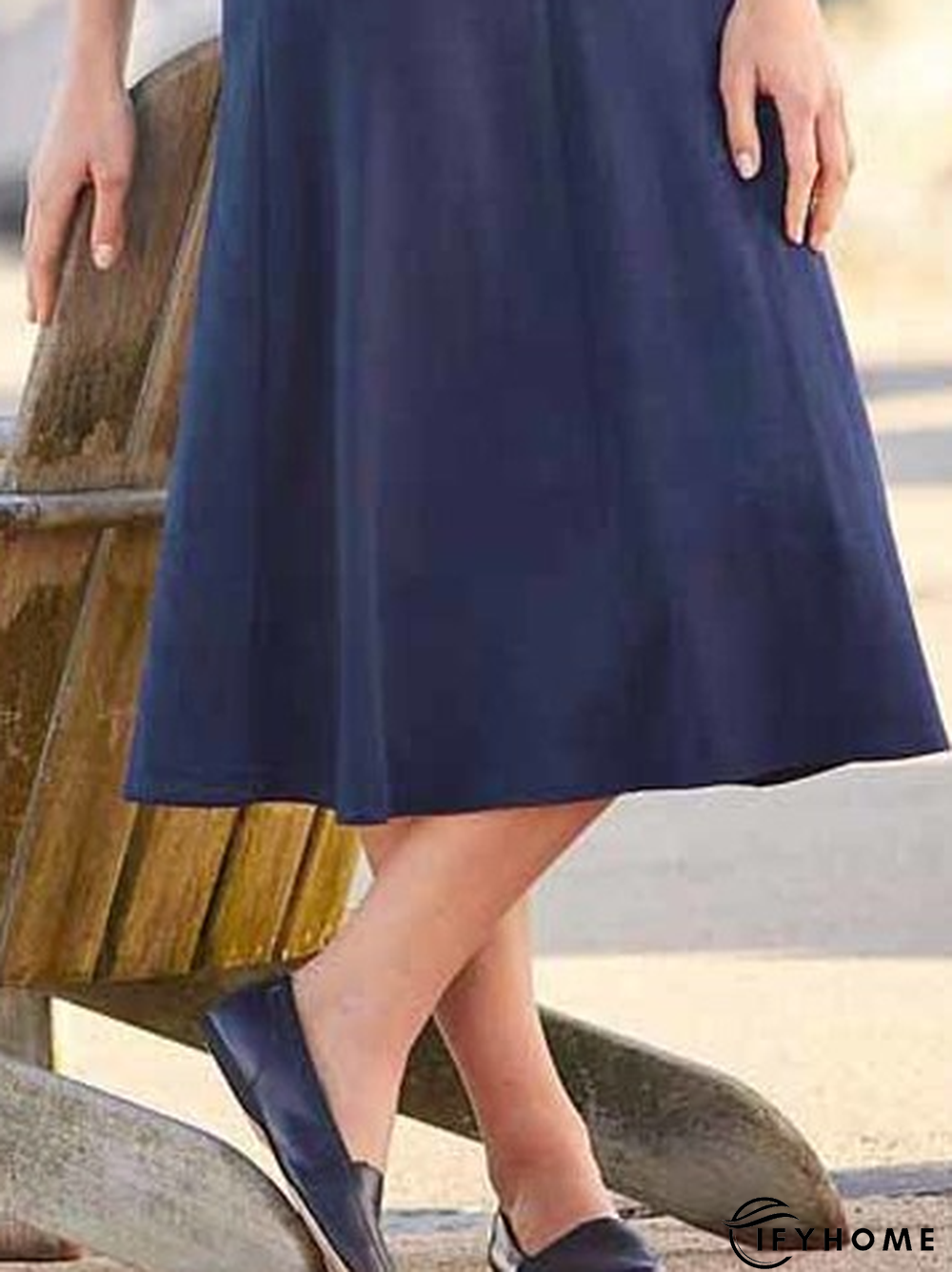 Casual Plain Autumn Polyester Natural Micro-Elasticity Daily Loose Midi Skirt for Women | IFYHOME