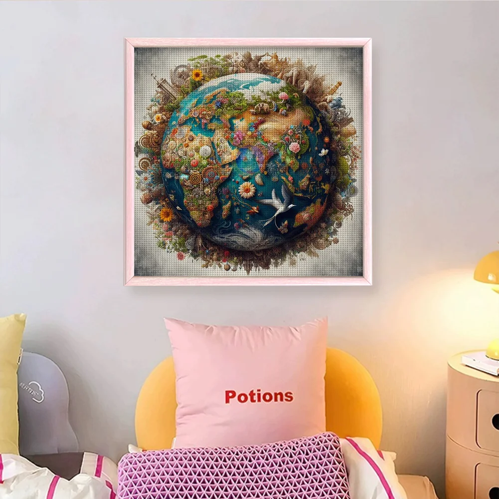 14CT Full Stamped Cross Stitch - Earth(Canvas|50*50CM)