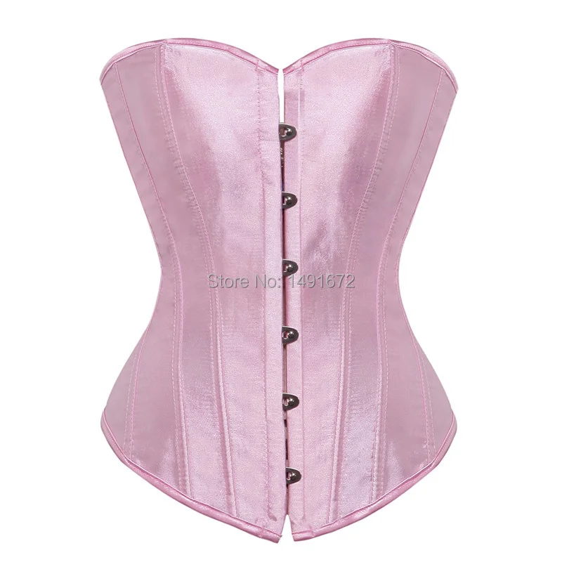 Billionm Corset Top Bustiers Overbust Satin Sexy Victorian Corsets Corselet Brocade Vintage Style Korsett for Women Plus Size Pink Green