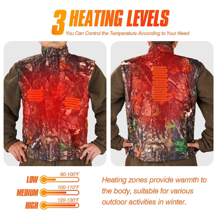 GUGULUZA Hunting Heated Vest, Heated Jackets for Men  - Reversible in Camouflage and Orange