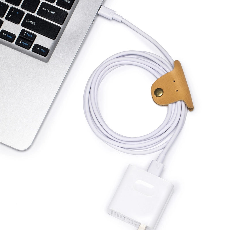 Leather Data Cable Headset Reel Small Cute Desktop Cord Manager Small Digital Accessories Binding Wire Cable Winder