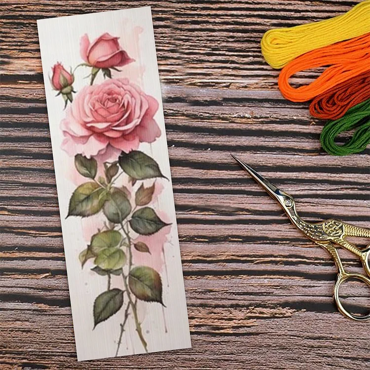 11CT Stamped Double-Sided Peach Blossom Crossstitch Bookmark