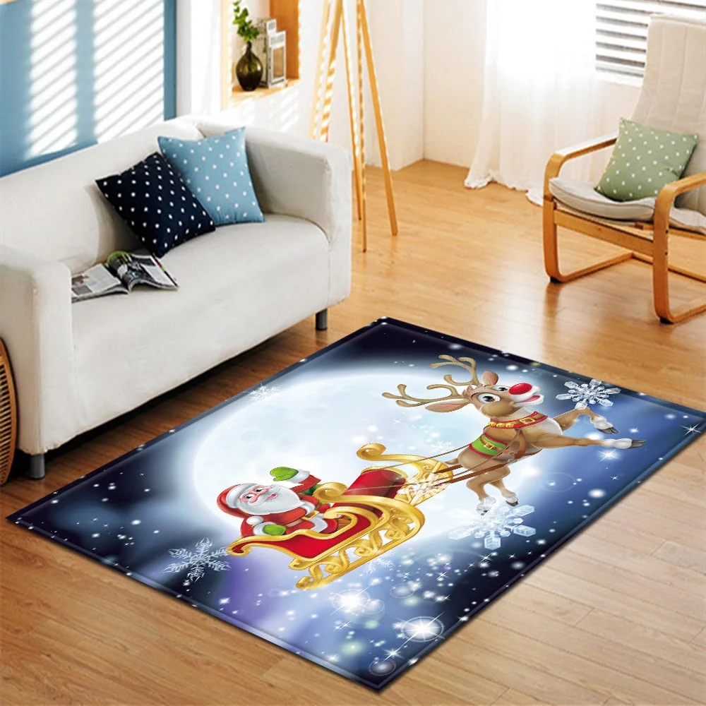 Christmas Living Room Carpet Kids Room Carpet Home Bedroom Bedside Mats Hallway Floor Decoration 3D Large Rug