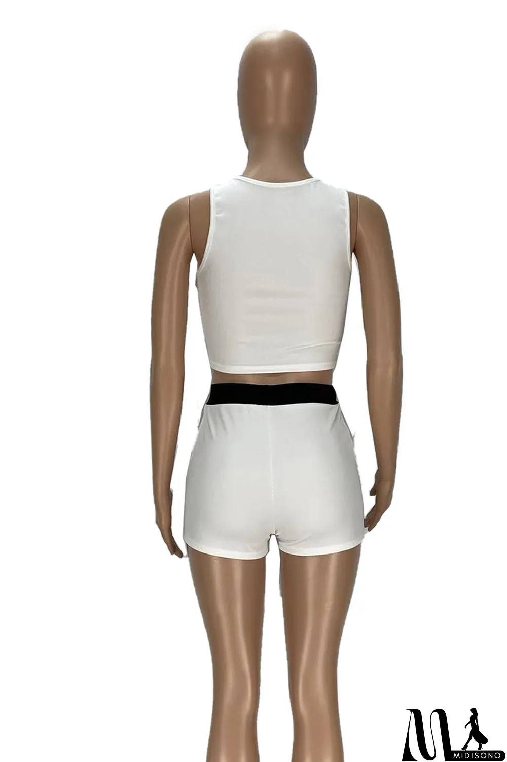 MidiSono - Red Sexy Solid Buckle V Neck Sleeveless Two Pieces