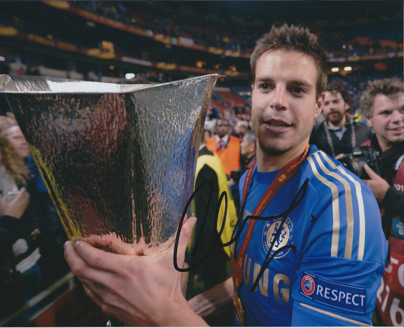 CESAR Azpilicueta Signed Autograph Photo Poster painting AFTAL COA Chelsea Europa League WINNER