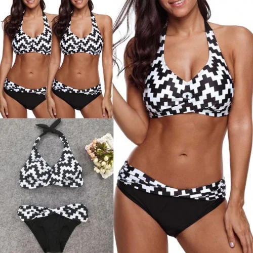 Women Print Swimwear Bikini Bathing suit Triangle Swimsuit Bandage Tankini Beach Swimming Suit
