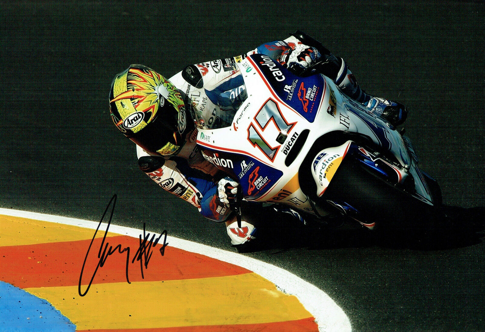 Karel ABRAHAM SIGNED 12x8 Photo Poster painting MotoGP DUCATI Rider AFTAL Autograph COA