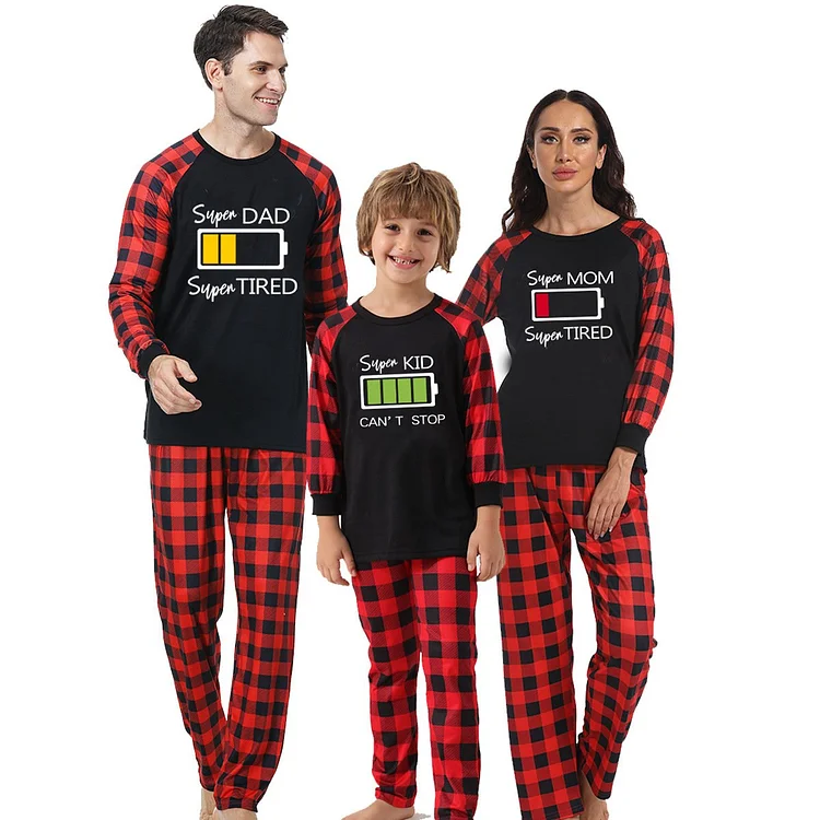 Christmas Battrery Lattice Family Matching Pajamas Sets