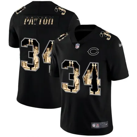 Men's Chicago Bears #34 Walter Payton 2019 Black Statue of Liberty Limited Stitched NFL Jersey