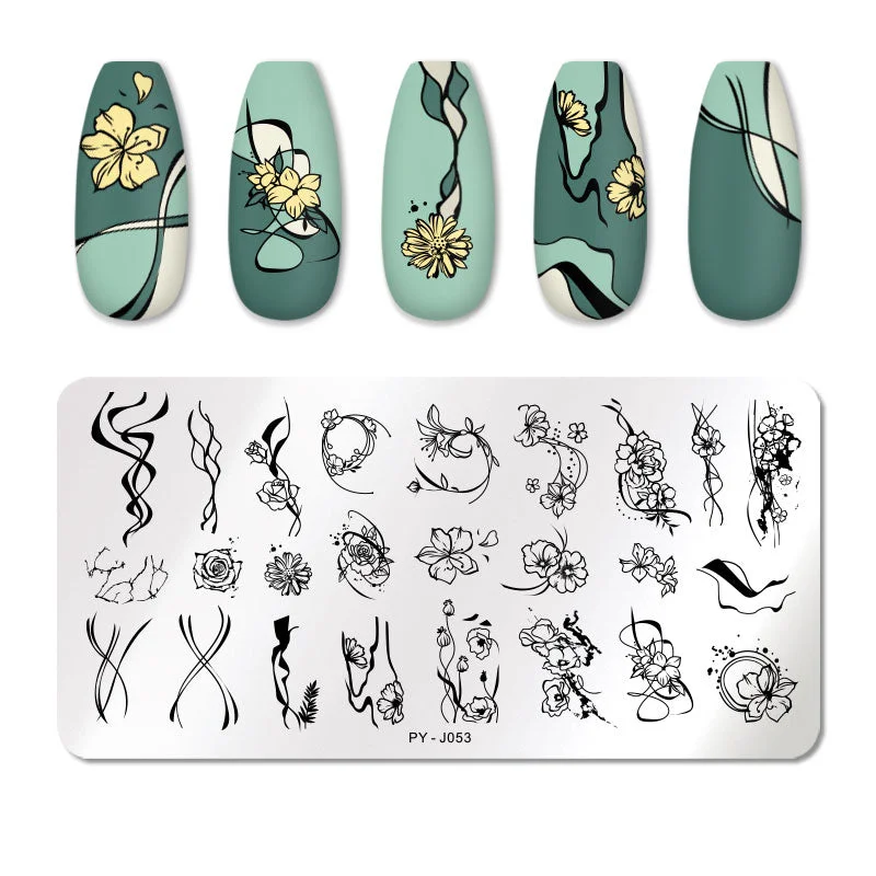 PICT YOU Valentine's Day Nail Stamping Plates Rose Flower Love Pattern Nail Art Plate Overprint Stamp Stencils Design Molds-Nail Inspo