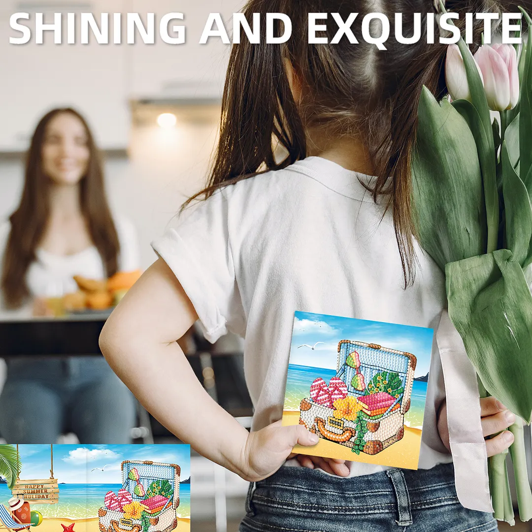 8PCS Garden DIY Diamond Painting Greeting Card Kits with Envelopes Diamond Art Greeting Cards Diamond Art Cards Kits for Adults DIY Crafts Family Friend Gifts