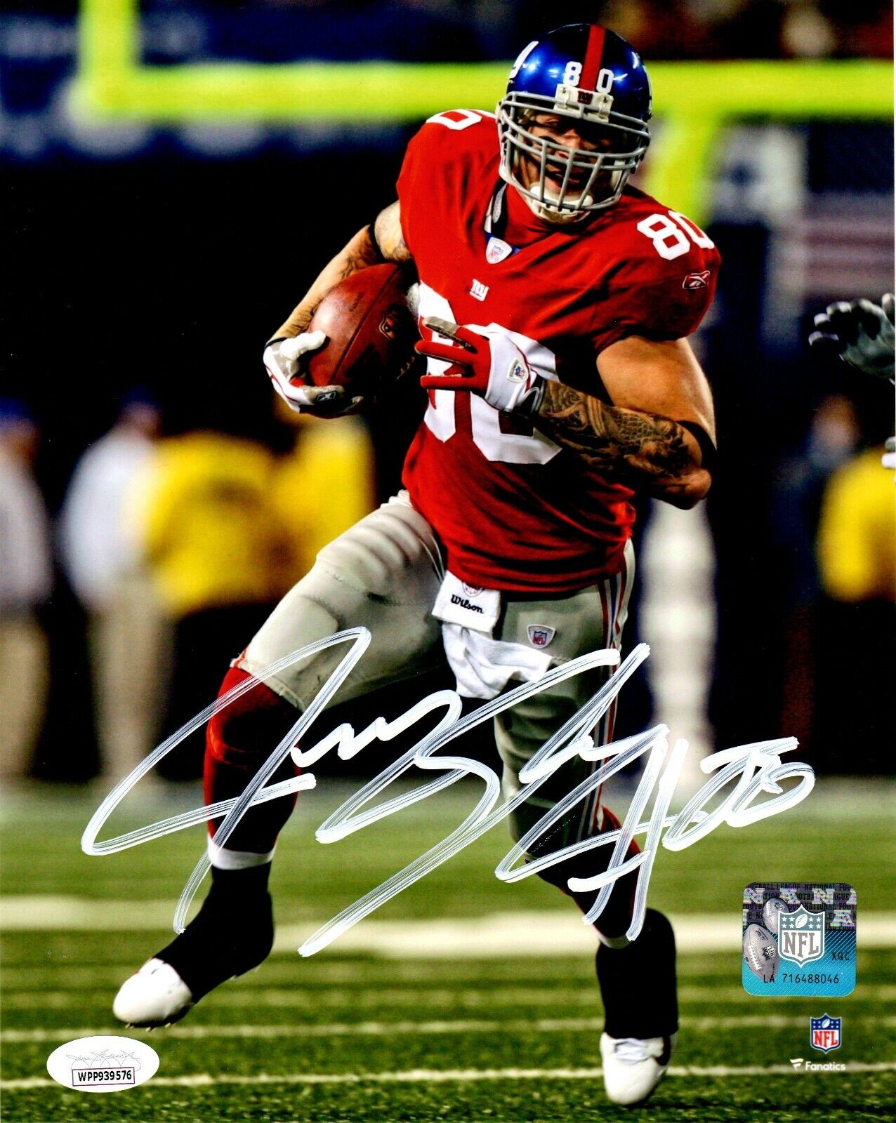 Jeremy Shockey autographed signed 8x10 Photo Poster painting NFL New York Giants JSA COA