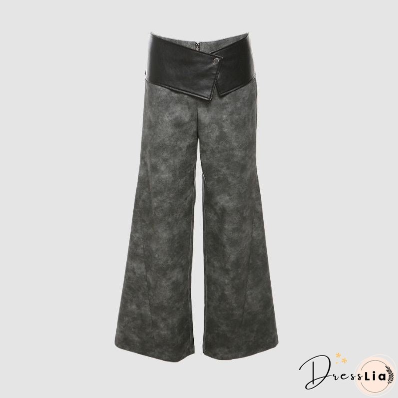 Sfumato Pattern Design Suede Wide Leg Pants