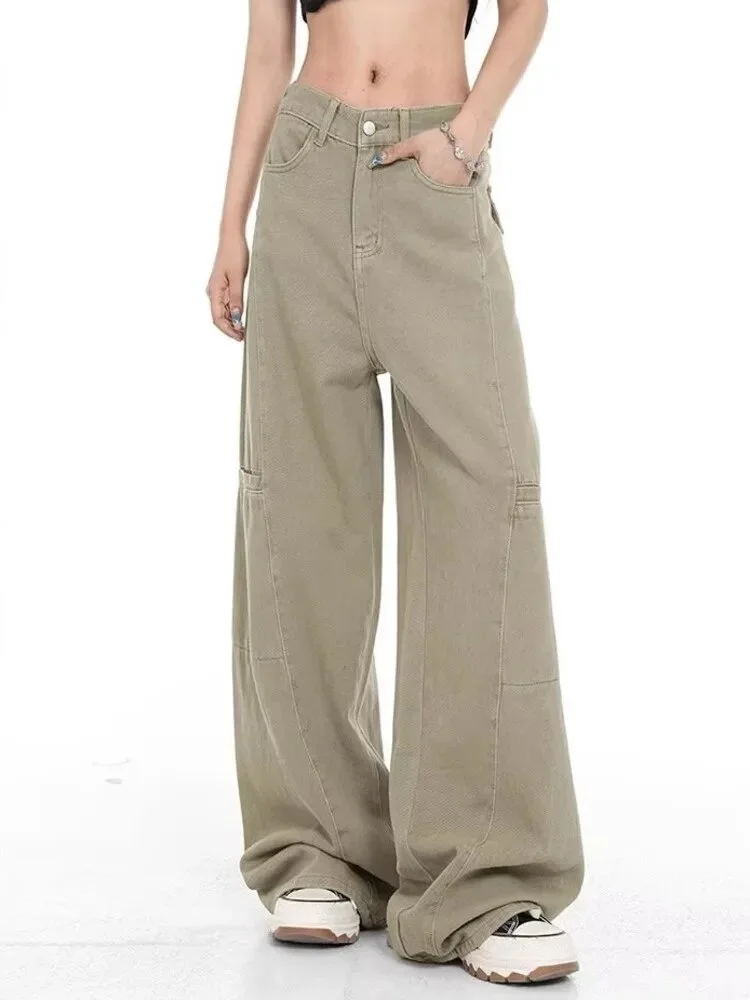 Cgacest Genuine Spring And Autumn Jeans Fashionable, Relaxed, Loose, Slim, Versatile Wide Leg Pants For Women's Jeans