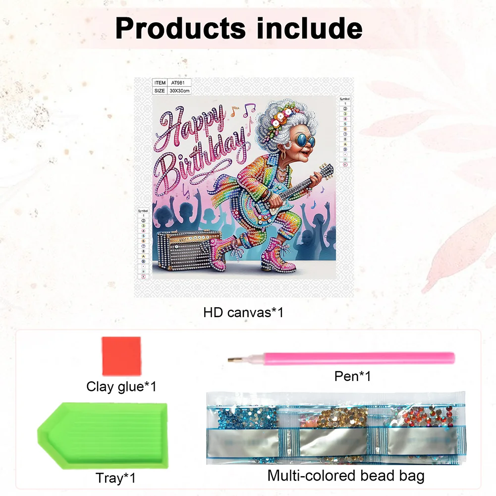 Diamond Painting - Partial Special Shaped Drill - Funny Granny(Canvas|30*30cm)