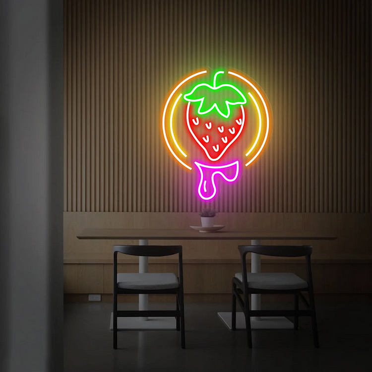 Fruit Neon Sign Strawberry Neon Sign Strawberry Neon Light Custom Neon Sign Restaurant Led Sign Fruits Neon Sign Fruit Led Signs