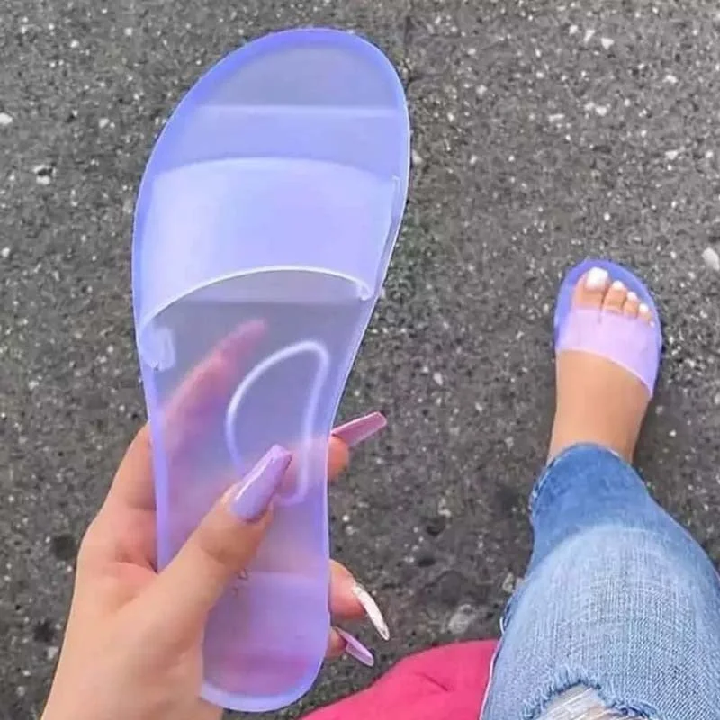 2021 Women'S Shoes Summer Colorful Transparent Sandals Women Slippers Fashion Slip On Women Sandals Ladies Shoes Femmes Sandales