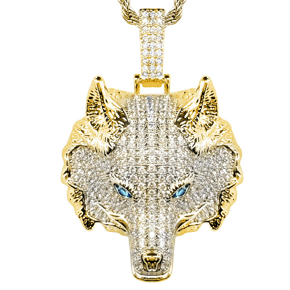 Iced Out Wolf Head Gold/Silver/Rose Gold CZ Pendants
