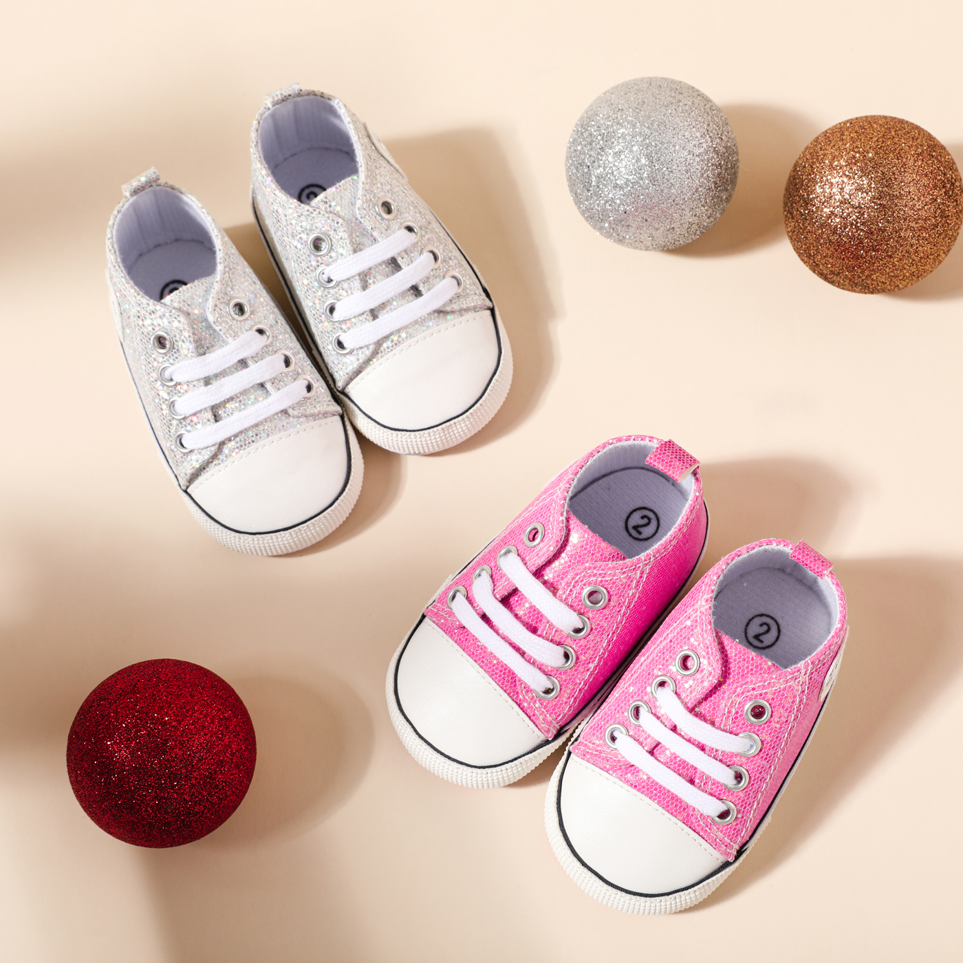 Baby / Toddler Allover Sequin Lace Up Prewalker Shoes