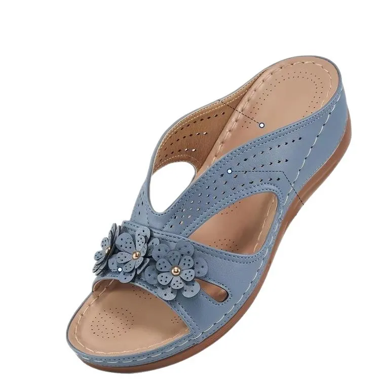 Breakj Breakj The Summer Of 2025, The New Women's Thick-Bottomed Slippers Large-Size Fish Mouth Thick-Bottomed Wearing Beach Shoes Flower Decoration