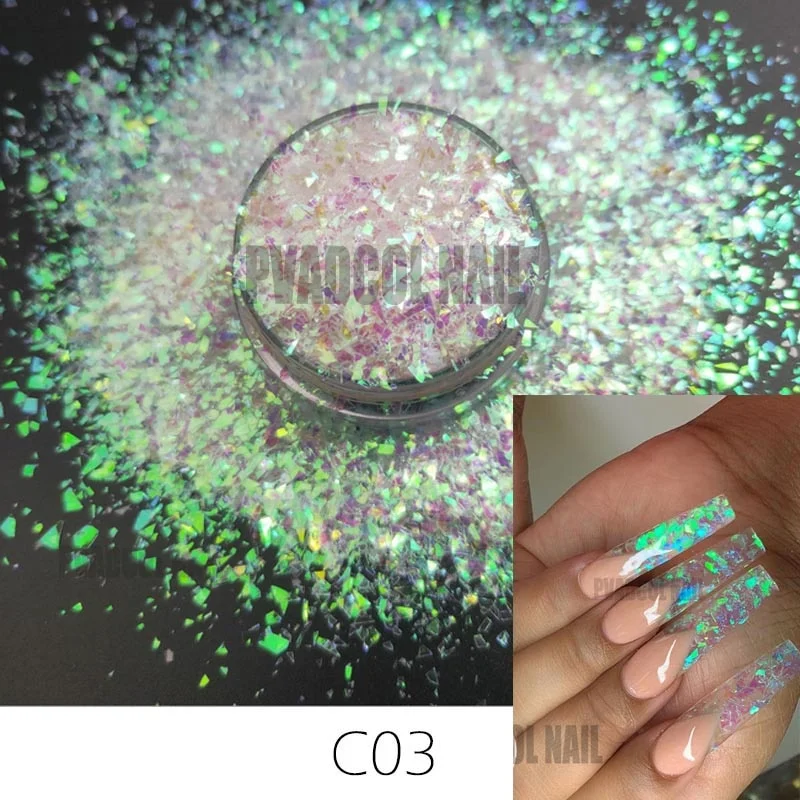 Holographic Glitter Laser Sequins Flakes Nail Dust Powder Glitters Snowflower Maple Leaf Pailliette Pigment Nail Art Decorations-Nail Inspo