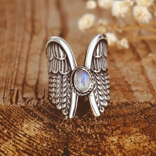 Angel Wings Moonstone Ring