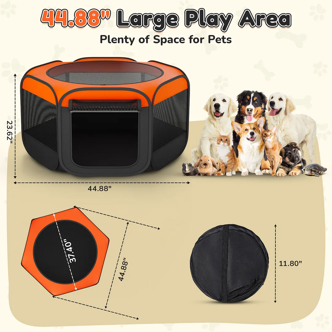 Dog Playpen, Hexagonal Foldable Pet Enclosure for Indoor and Outdoor Use