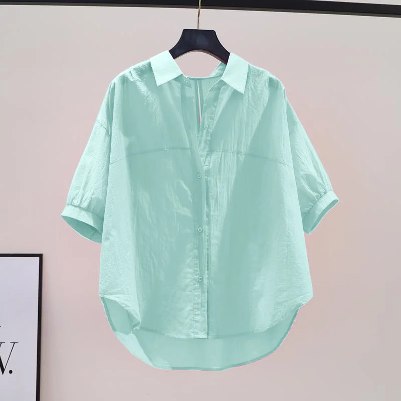 Athvotar Athvotar Shirt Women's Short Sleeves 2025 Summer New Korean Version Of The Collar Loose Thin Lazy Style Design Blouse Tide
