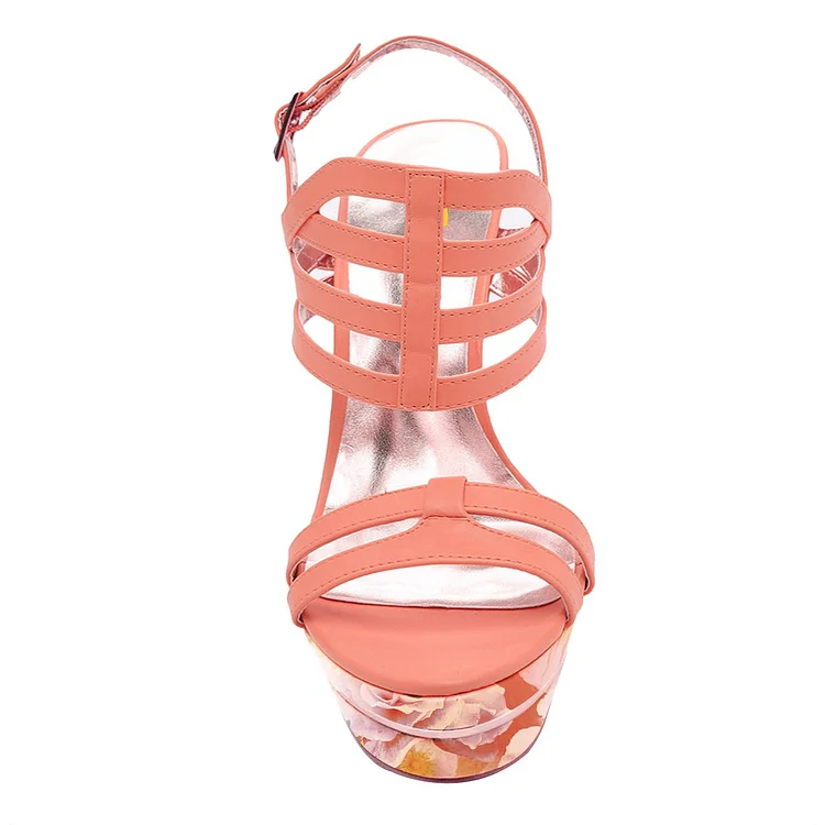 Light Pink Slingback Open Toe Platform Stiletto Heel Sandals Vdcoo