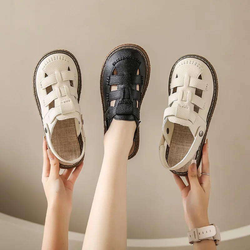 Uveng Uveng Roman Beach With Skirts With Thick-Soled Sandals Women 2025 New Summer Flats Two-Wear Sandals