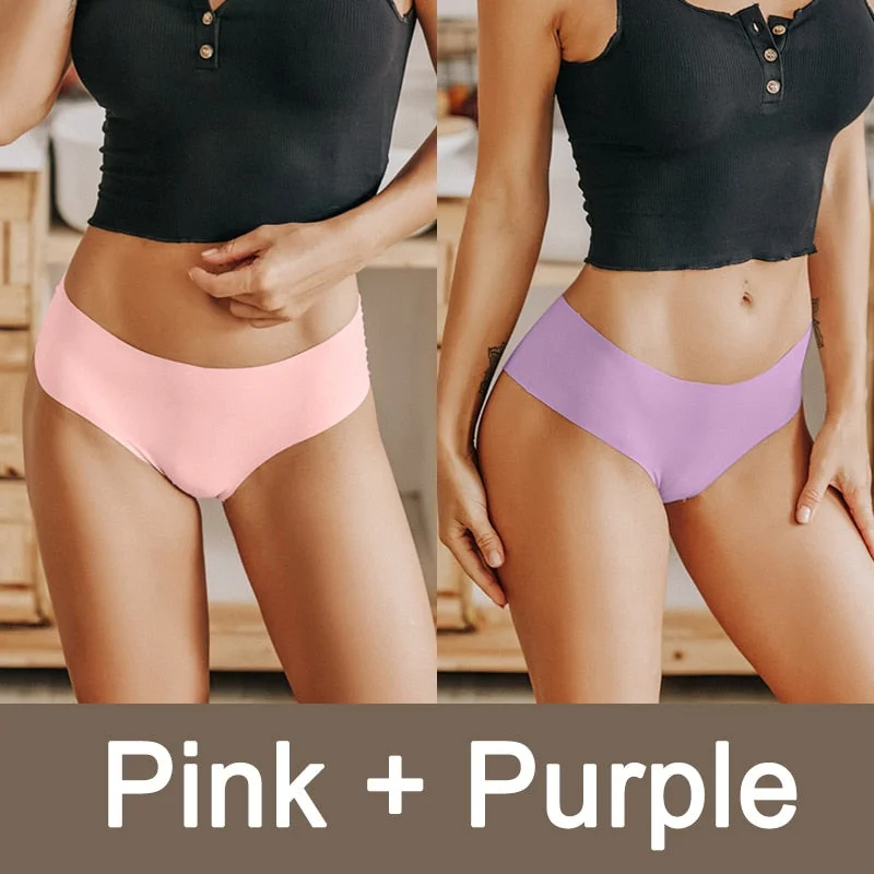 2PCS/Set Seamless Panties Women Sexy Underwear V Desgin Waist Briefs Plus Size Brazillian Pantys Female Lingerie Underpants