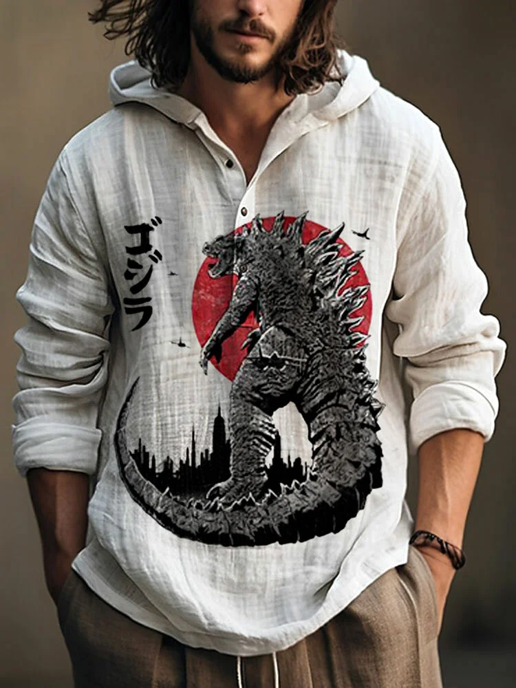 Japanese Art Ocean Monsters Print Cotton Blend Hoodie