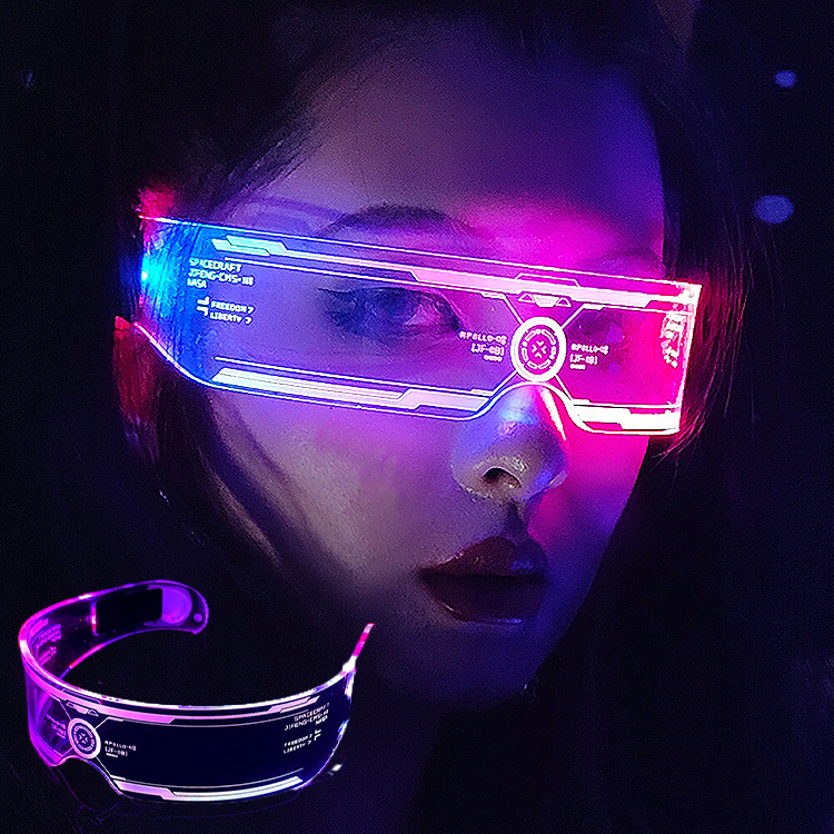 Okulary z technologią emitującą światło LED, festiwal muzyki elektronicznej, okulary, coroczne spotkanie, bar, dyskoteka, gogle sci-fi